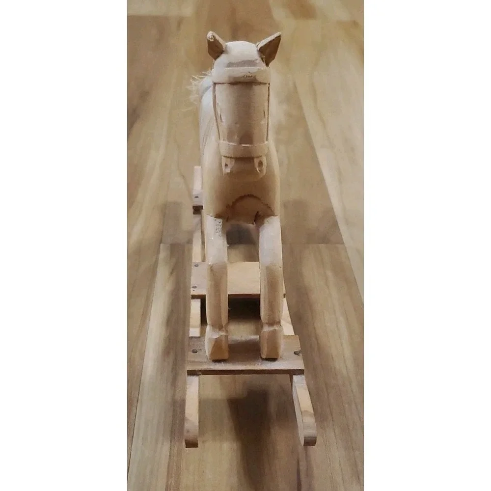 Vintage Handmade Wood Table Rocking Horse 10